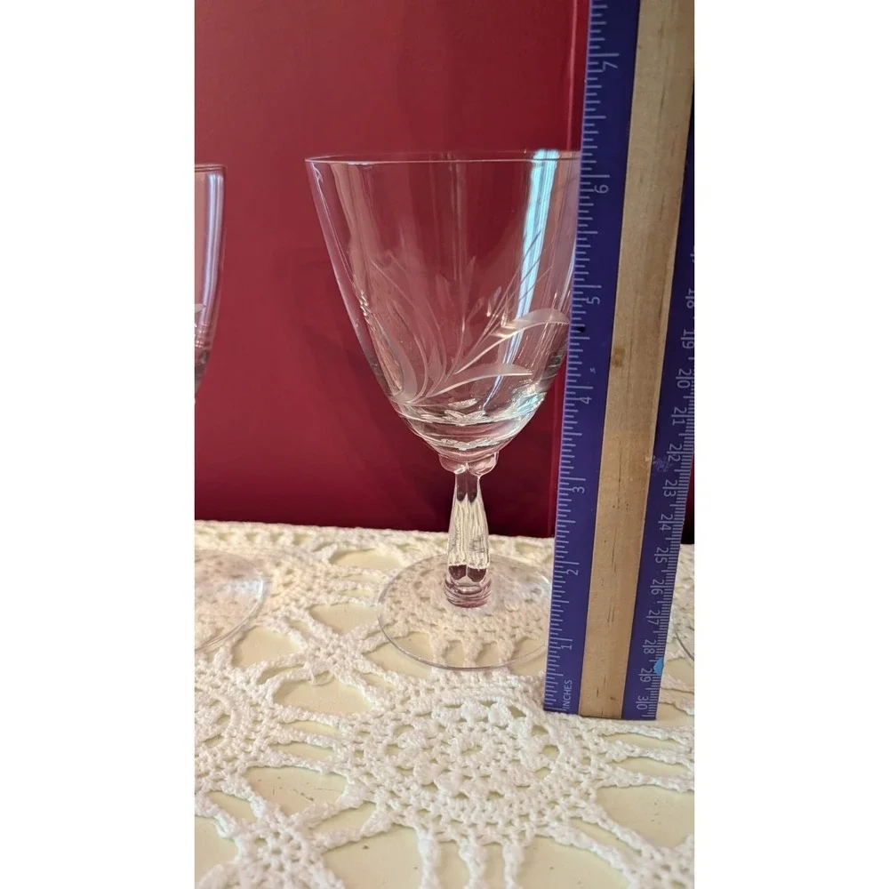 Fostoria; 5 Etched Wheat Crystal Cordial/Wine‎ Approx. 6